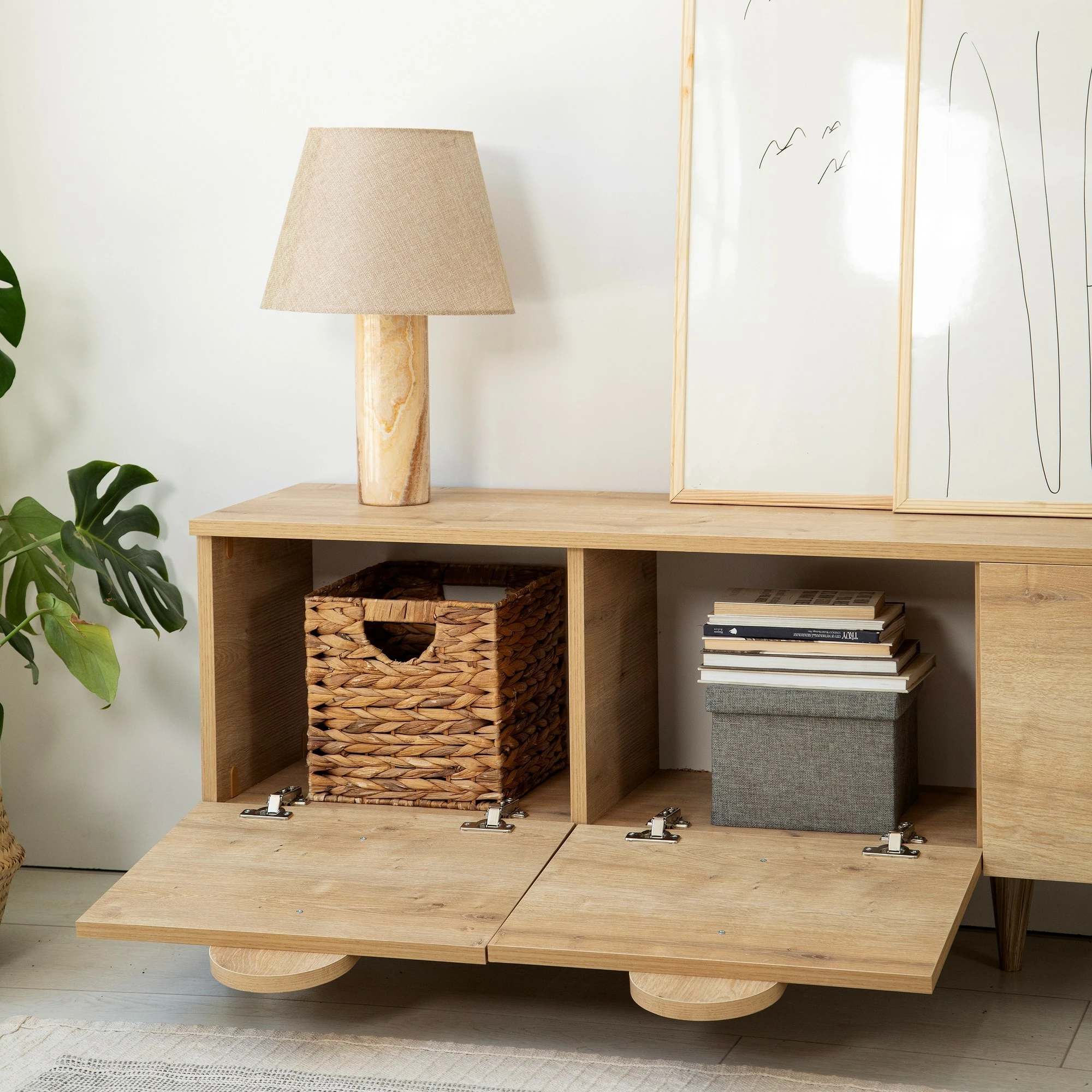 Komodë për TV Hanah Home, New Line - ngjyrë lisi, v2