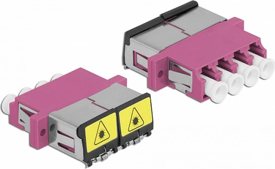 Adapter fibër optike DeLOCK LC Quad femër-në-femër, OM4 multi-mode, vjollcë