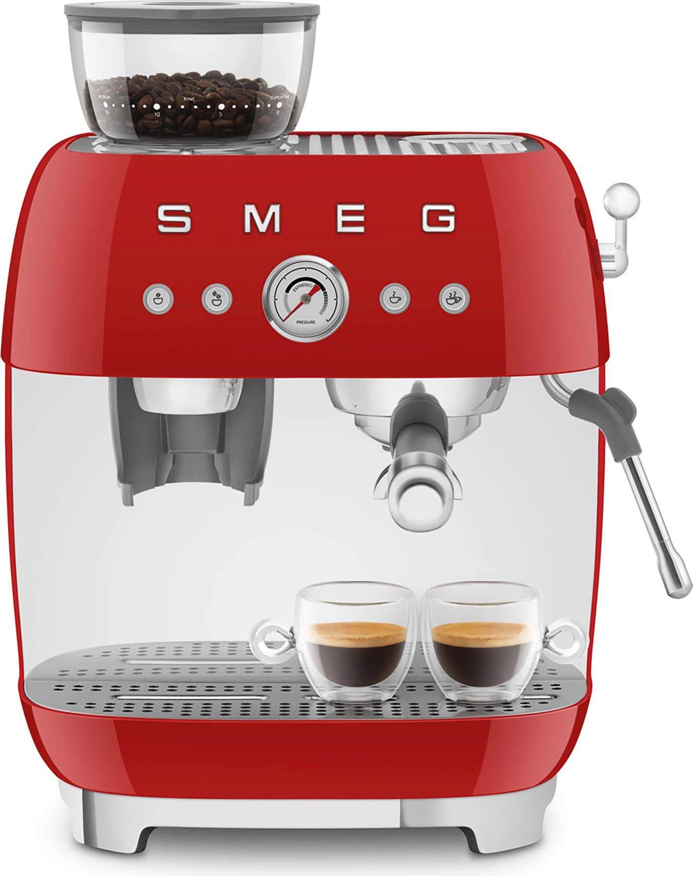Makinë espresso Smeg EGF03RDEU 2.4 L, me mulli të integrum, 1350 W, 15/20 bar, e kuqe