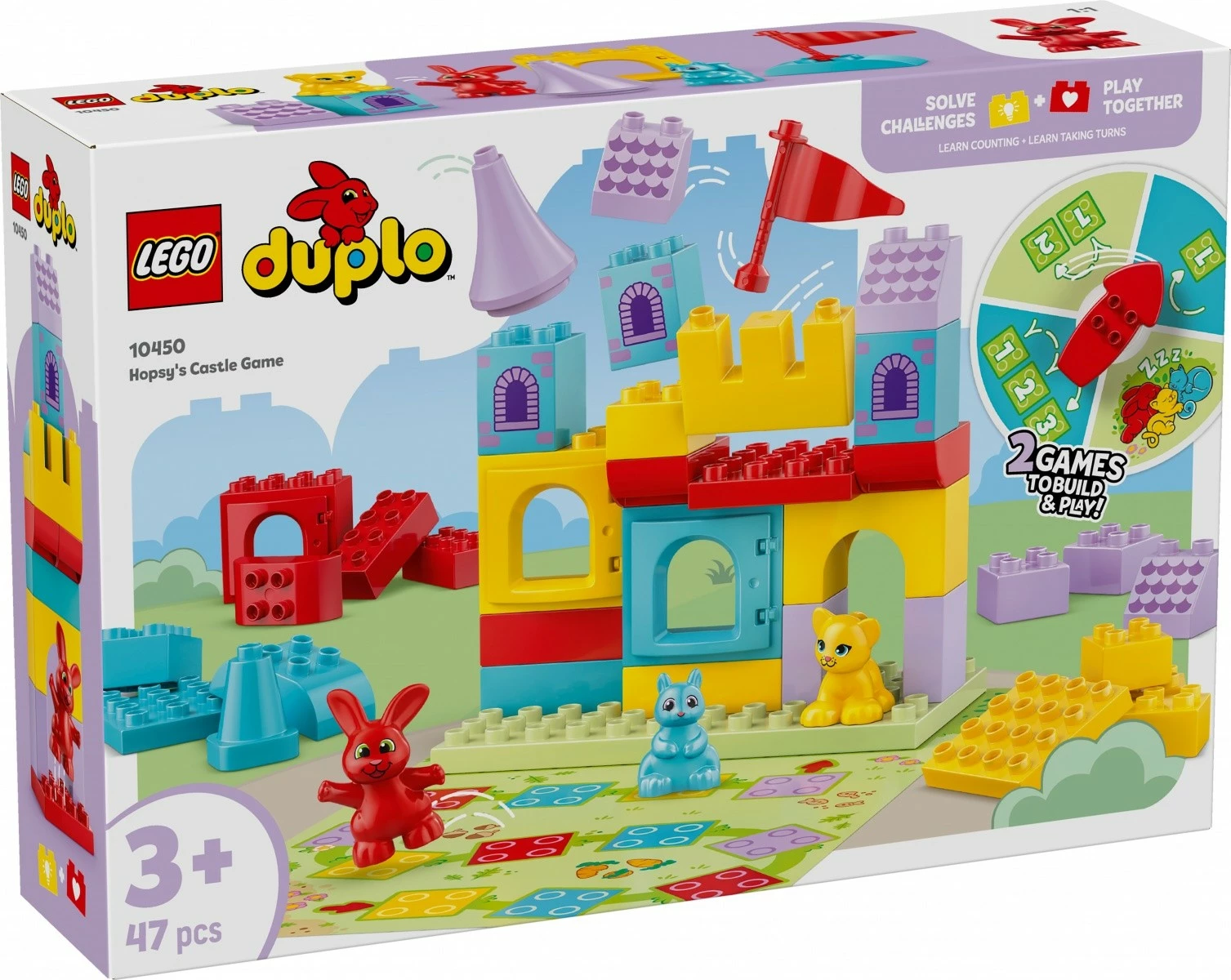 Set lodrash LEGO DUPLO Castle Hopsy Game, 47 pjesë, shumëngjyrëshe
