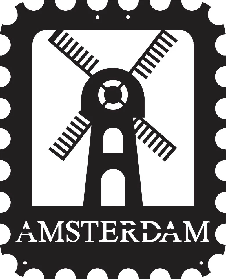 Aksesor dekorativ metalik për mur, Wallity, Amsterdam Stamp