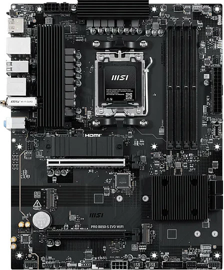 Pllakë amë MSI PRO B850-S EVO WIFI, Socket AM5, DDR5, Wi‑Fi 7, ATX, e zezë