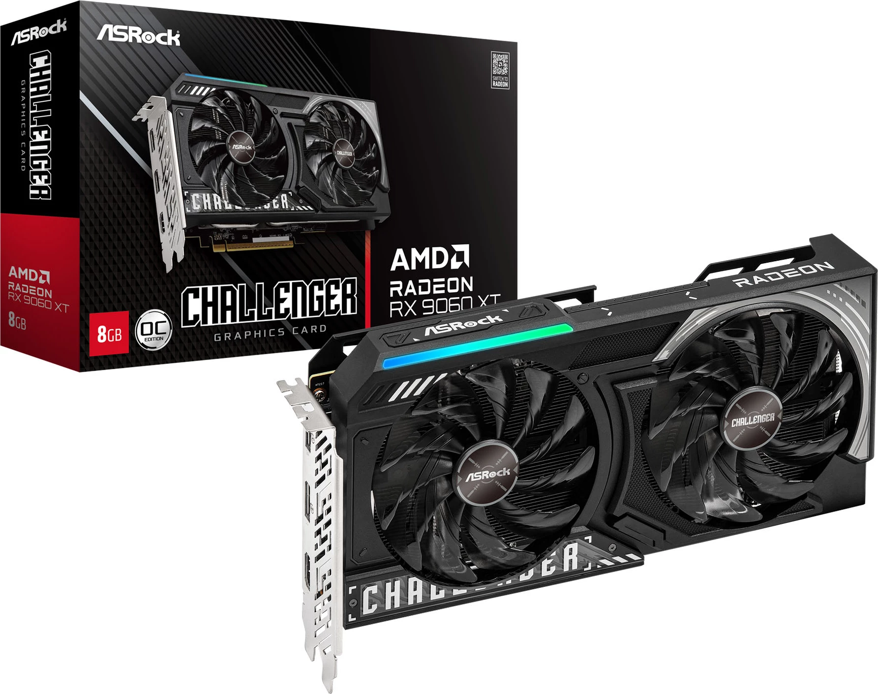 Kartelë grafike ASRock RX 9060 XT Challenger OC 8GB GDDR6 e zezë