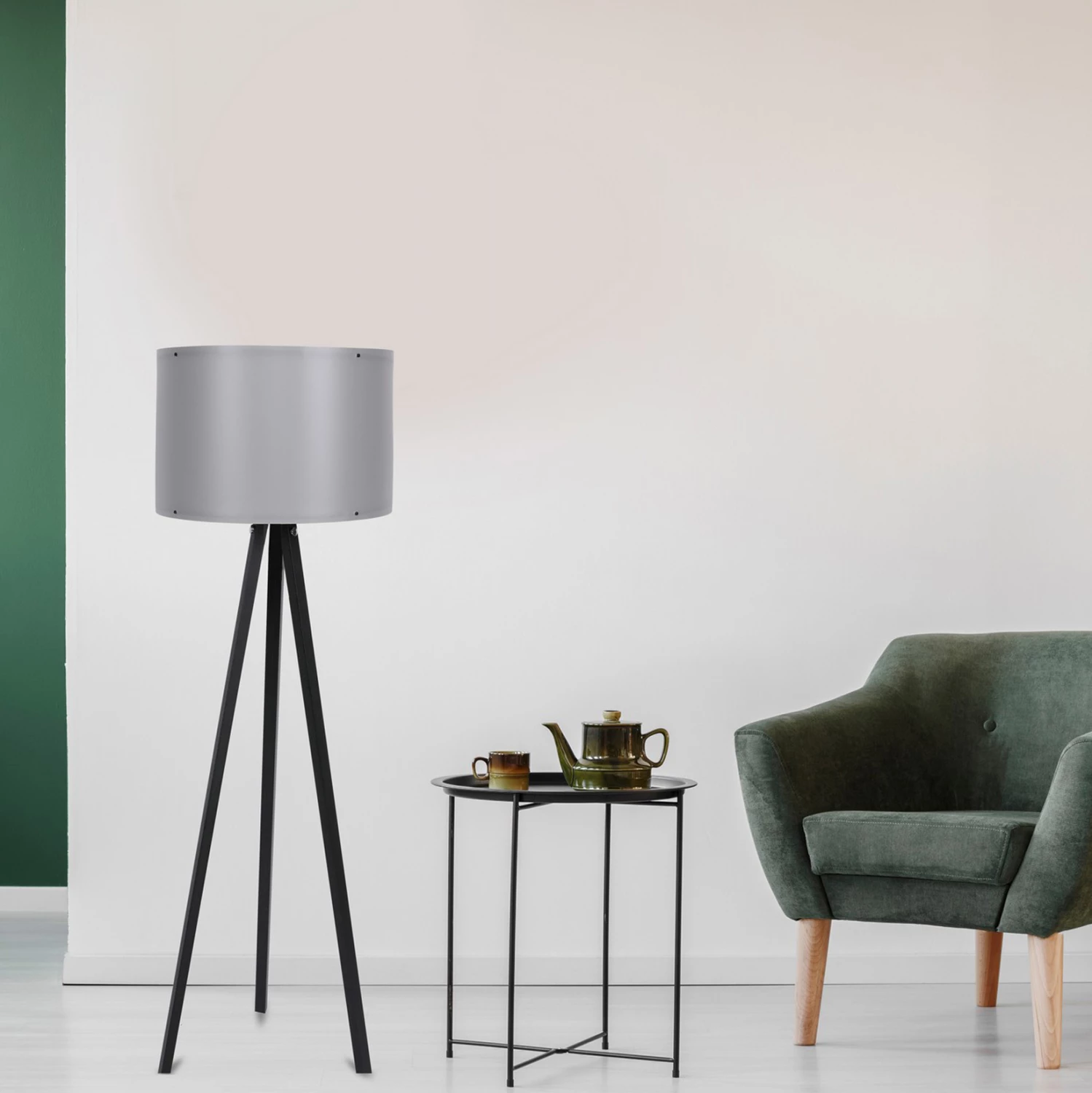 Llambë dyshemeje, ngjyrë e zezë dhe gri, FH7272.11, Φ38x145 cm