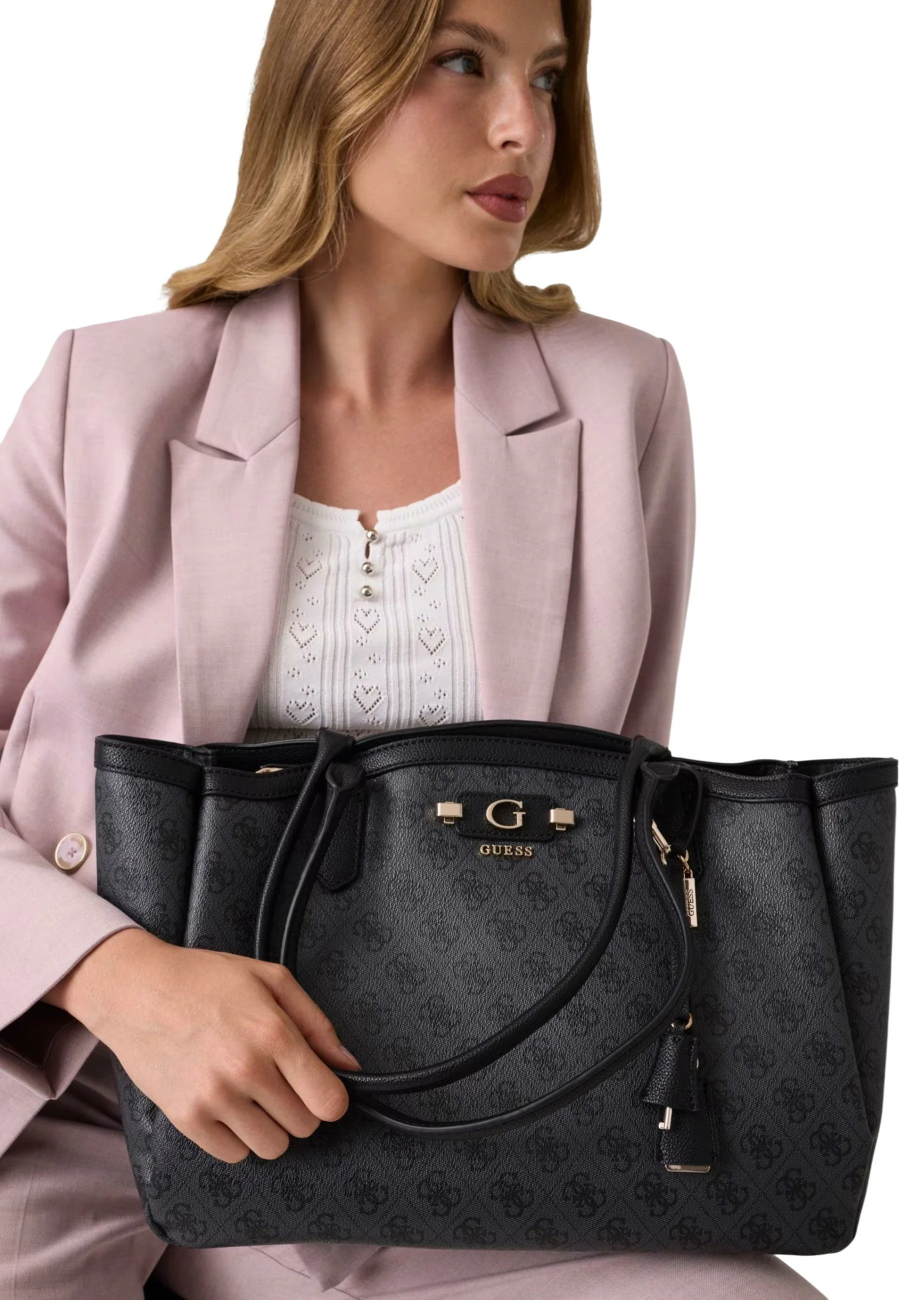 Çantë krahu për femra Guess Coleen Logo Small SA HWSG97 49230, antracit