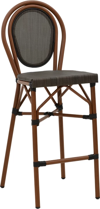 Karrige për bar Dezyan, ngjyrë arre, alumini-gri, 41.5x53.5x116cm