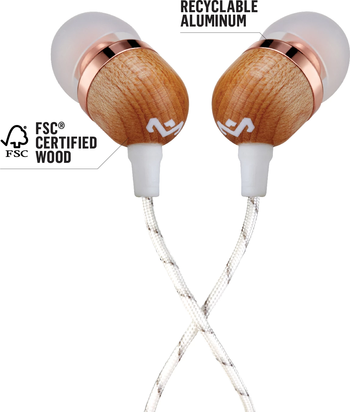 Kufje in-ear House of Marley Smile Jamaica, 3.5mm me kabllo, mikrofon, Copper, me 2 majë (S/M)