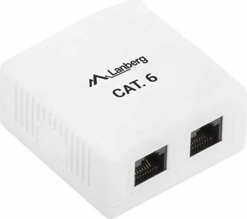 Prizë rrjeti Lanberg OU6-0002-W Cat.6, 2x RJ45, montim sipërfaqësor, e bardhë