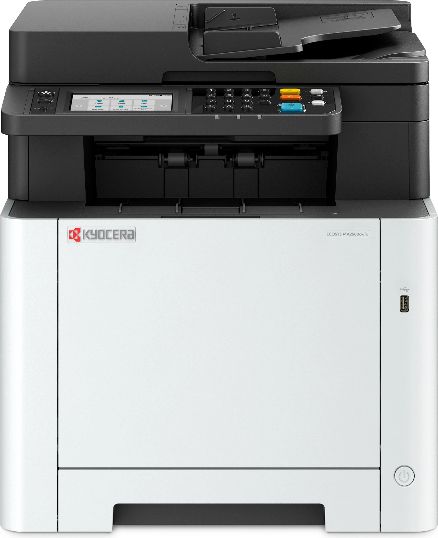 Printer multifunksional lazer me ngjyra Kyocera ECOSYS MA2600cwfx, duplex, ADF 50 fletë, LAN, bardh/zi