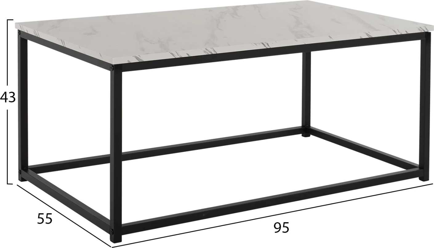 Tavolinë kafeje SAFFRON FH8975.12 melaminë pamje mermeri të bardhë 95x55x43H cm