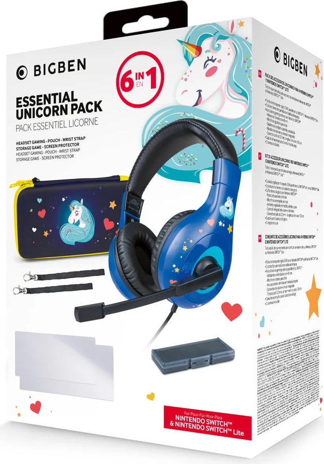 Paketë aksesorësh 6-në-1 për Nintendo Switch/Switch Lite Nacon Unicorn, blu
