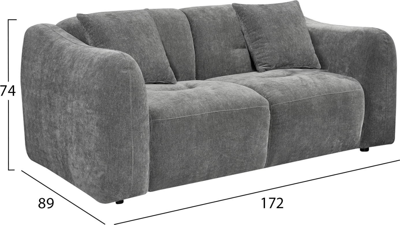Divan dy vendësh JUNOA, material gri, 172x89x74cm