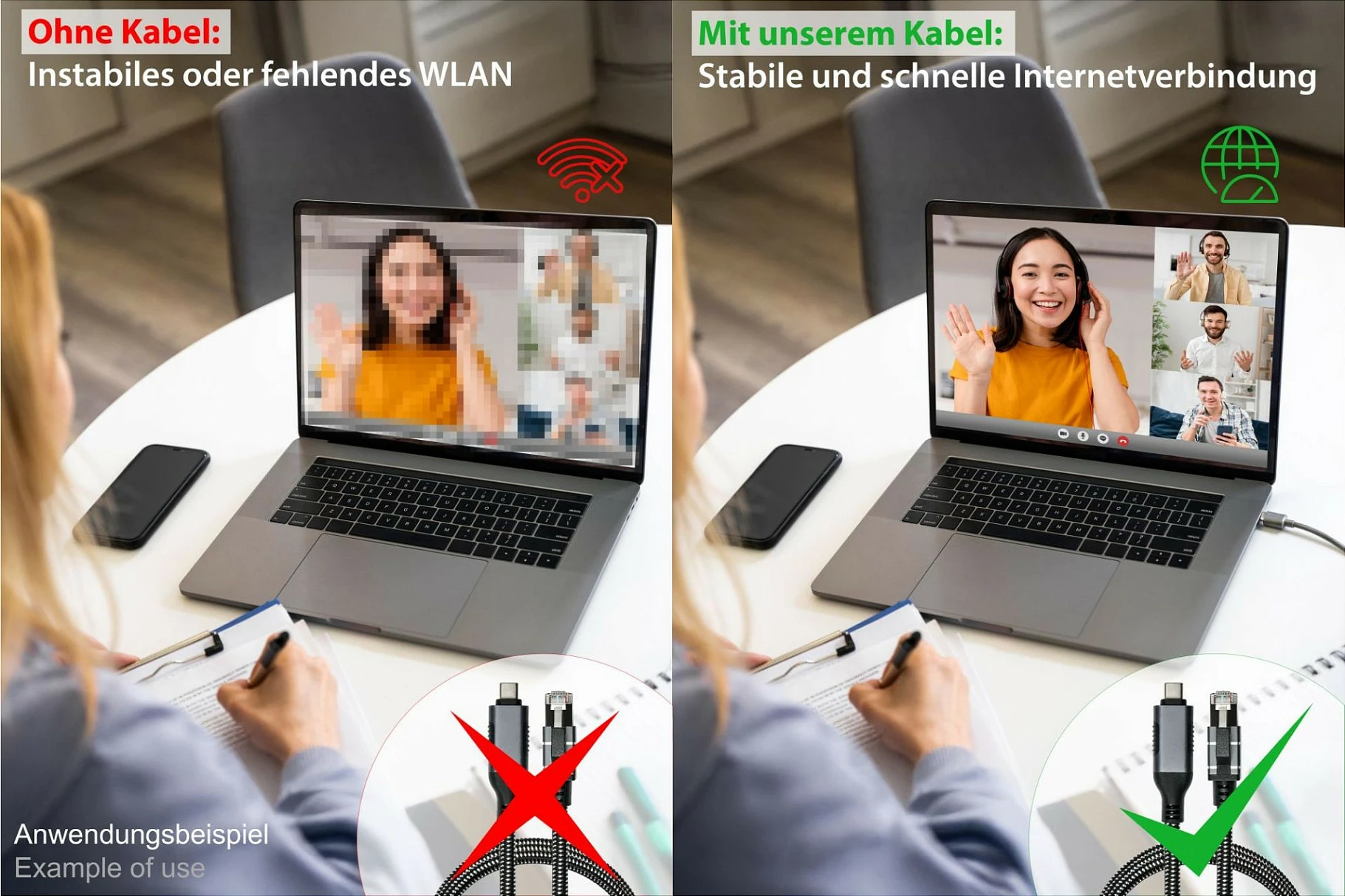 Kabllo Ethernet GoodConnections USB-C në RJ45, 1.5 m, Gigabit, e thurur, antracit