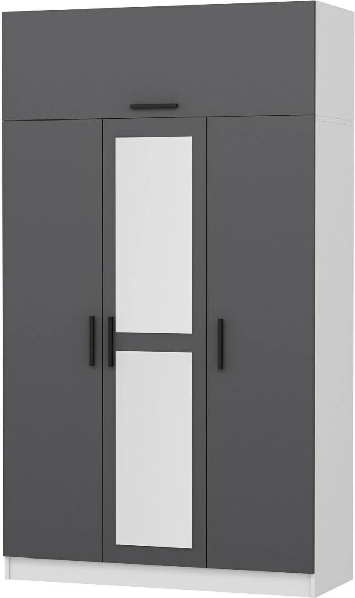 Dollap Skye Decor, 3 kapak, anthracite, i bardhë, 255cm
