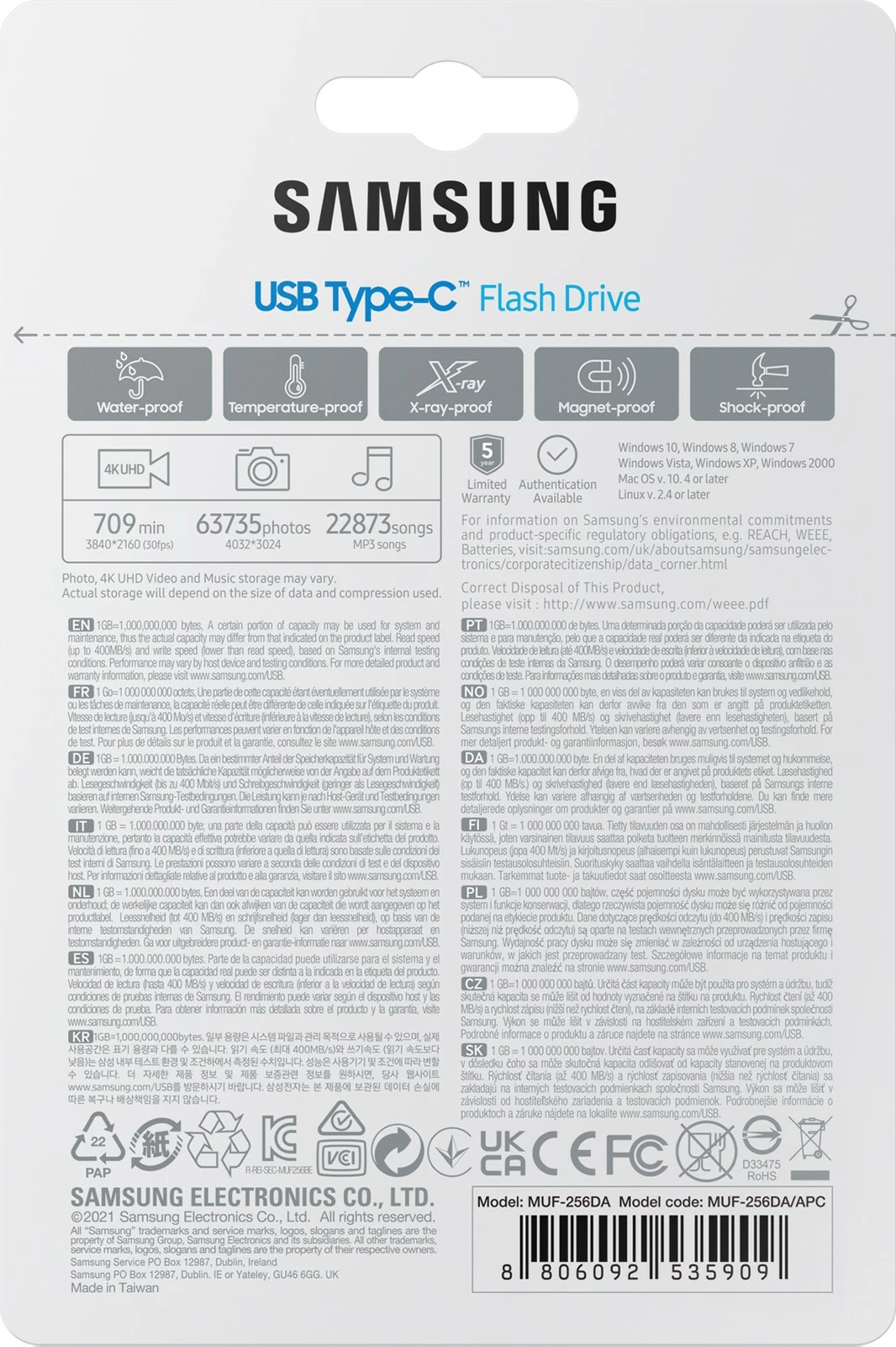 USB Samsung MUF-256DA, 256 GB, USB Type-C, 3.2 Gen 1, Blue