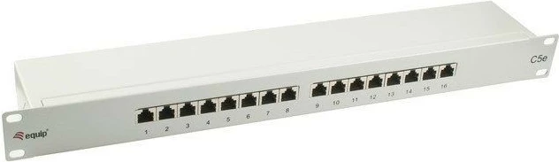 Patch panel EQUIP 327316, 16 porta, Cat5e, 1U, rackmount, ngjyrë gri