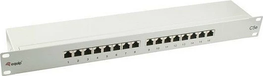 Patch panel EQUIP 327316, 16 porta, Cat5e, 1U, rackmount, ngjyrë gri