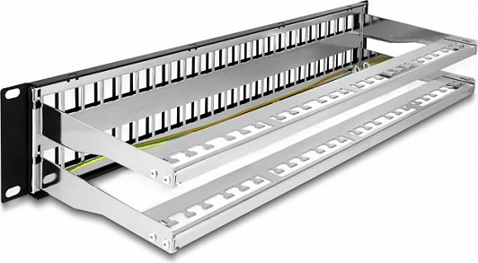Patch panel Keystone DeLOCK 19", 48 porta, 2U, e zezë