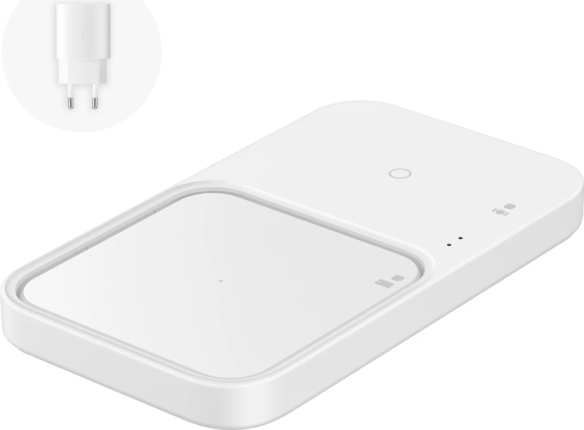 Karikues wireless Samsung Wireless Charger Duo EP-P5400TWEGEU, 15W, me kabllo USB-C, i bardhë, set