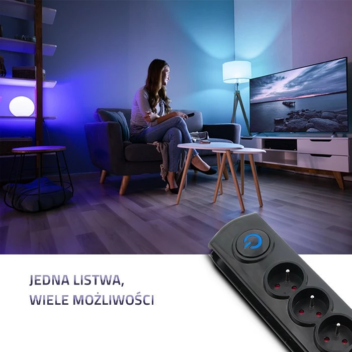 Kasë Qoltec 50269 me 5 dalje, 1.8m, e zezë