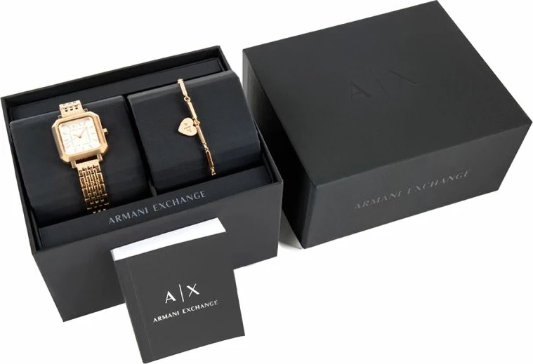 Orë dore set për femra Armani Exchange, rozë gold