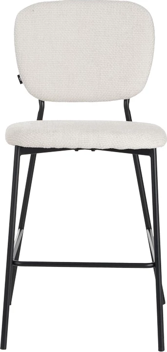 Karrige për bar Cathair, pëlhurë bouclé, ngjyrë bezhë, këmbë metalike të zeza, 48x54x100cm