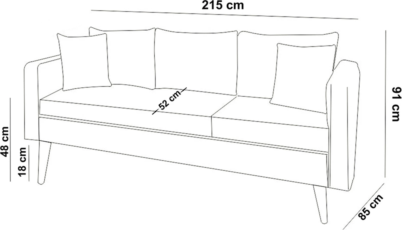 Divan treshe Atelier del Sofa, Sofia, ngjyrë gri