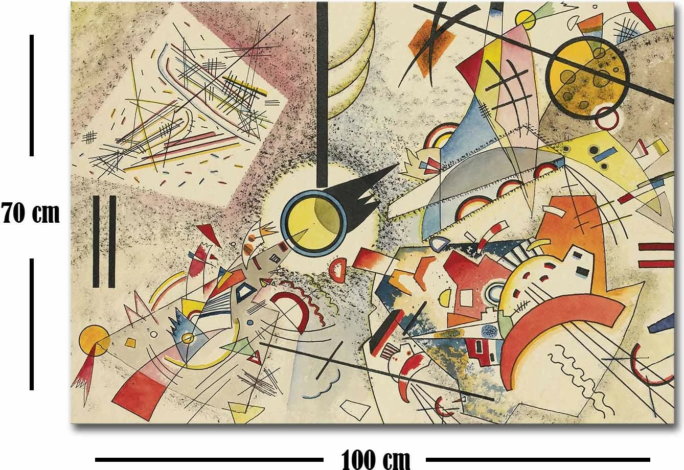Pikturë dekorative në kanavacë, art i Kandinsky-t, shumëngjyrëshe, 70x100cm, kornizë druri 3cm