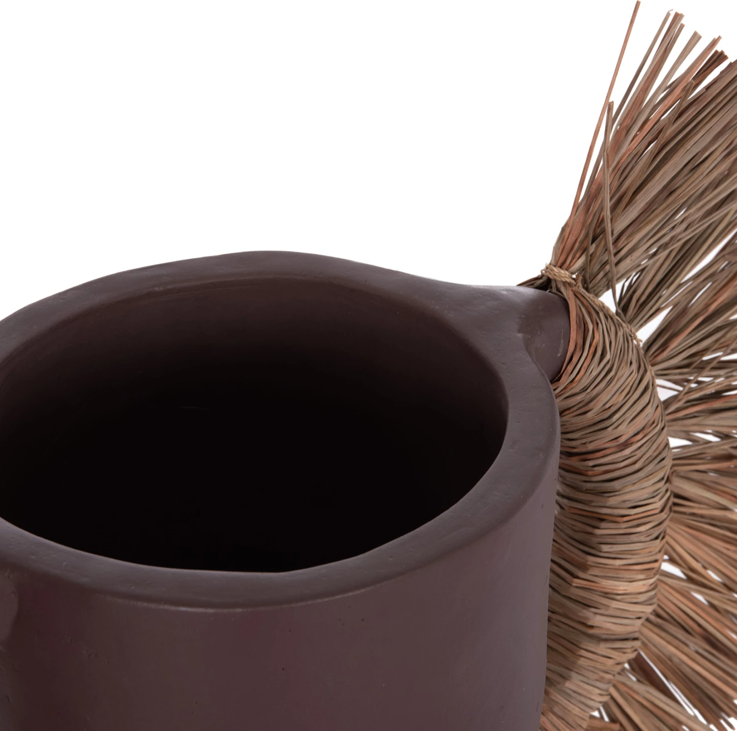 Vazo dekorative tavoline ALICA, terrakotë, ngjyrë çokollate, me bar të thatë, 64x22x38cm