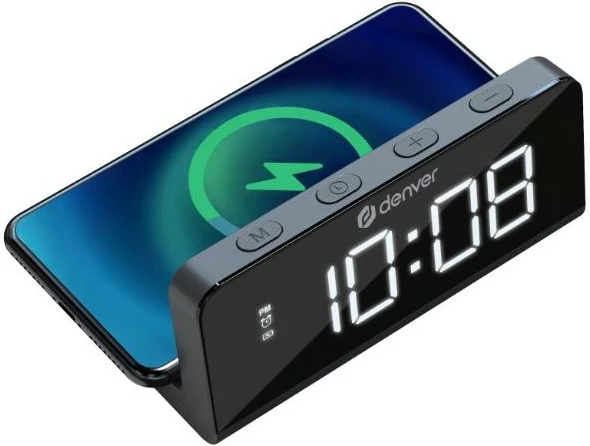 Radio-alarma Denver ECQ-103 me wireless charging, e zezë
