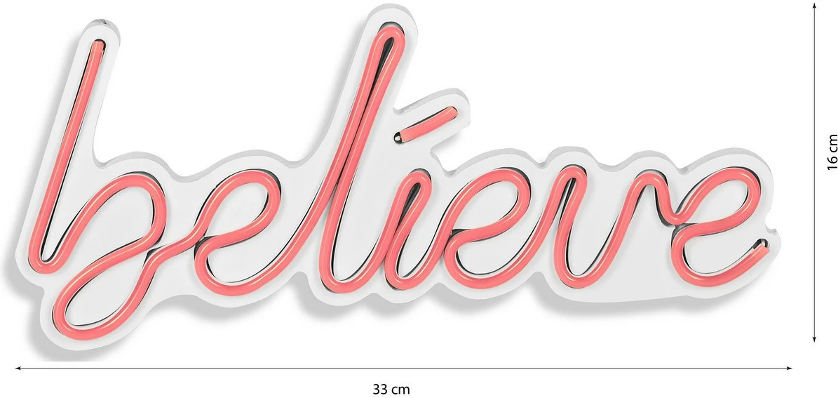 Dritë dekorative LED plastike, 'Believe', ngjyrë rozë