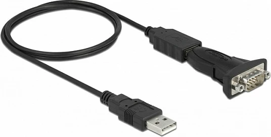 Adapter USB 2.0 DeLOCK Type-A në Serial RS-232 D-Sub 9-pin mashkull, 0.8 m, i zi