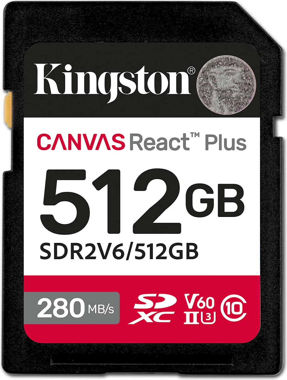 Kartelë SDXC Kingston 512GB Canvas React Plus, UHS-II, 280 MB/s, e zezë