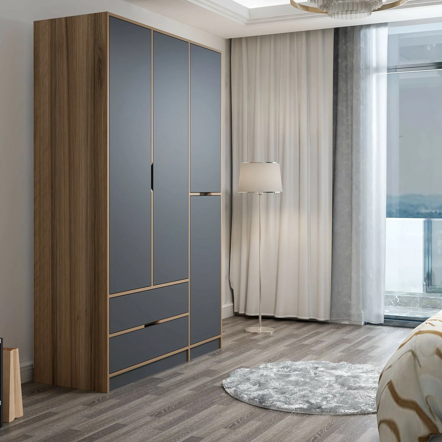 Dollap Hanah Home, Elina, anthracite-dore, 140x208x52cm