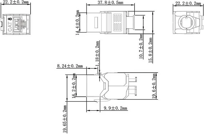Keystone RJ-45 VALUE 21.99.1807, Cat8, i sheshtë, 40GbE, argjend