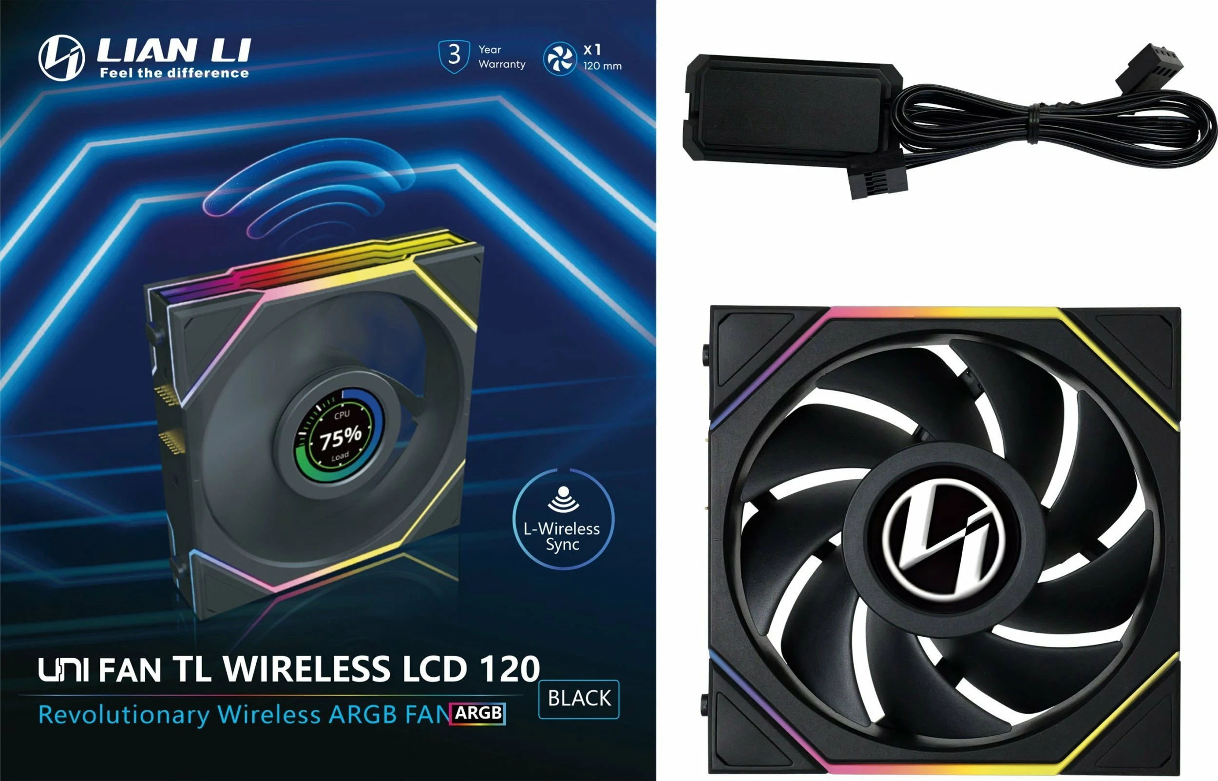 Ventilator PC Lian Li UNI FAN TL Wireless LCD 120mm ARGB, 1 copë, i zi