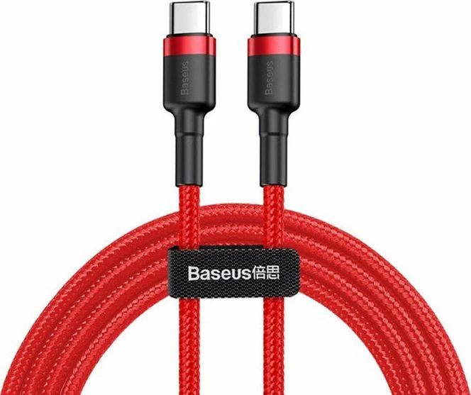 Kabllo USB-C në USB-C Baseus Cafule CATKLF-G09 1 m QC/PD 20V 3A, e kuqe