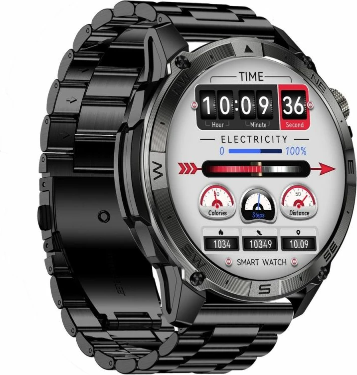 Smartwatch Gravity GT46-2, rrip silikoni dhe byzylyk çeliku, të zeza/blu
