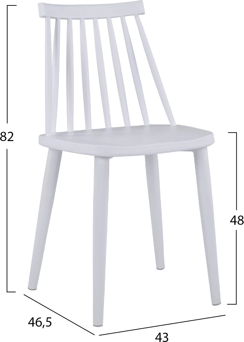 Karrige ngrënieje VANESSA e bardhë me këmbë metalike të bardha 43x46,5x82 cm., set prej 4 copë