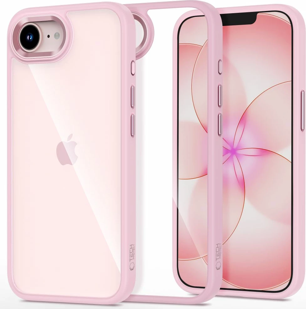 Mbështjellës Tech-Protect Magmat për iPhone 16e/17e, hibrid TPU+PC, 1 copë, rozë transparente