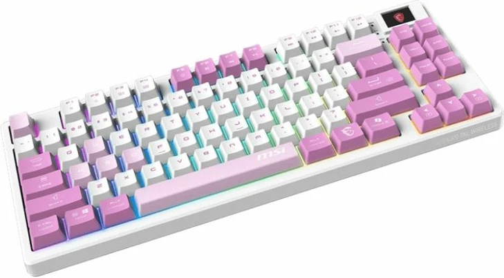 Tastierë gaming MSI GK600 TKL W Violet, e bardhë/rozë/vjollcë