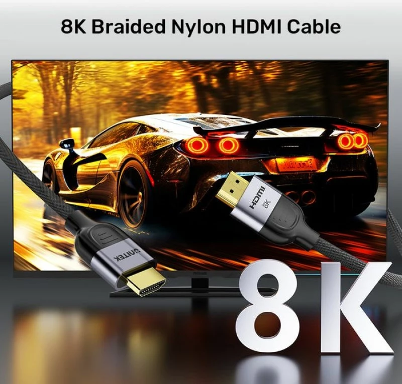 kabllo HDMI Unitek 2.1 8K LUX Oplot 3m, e zezë/gri