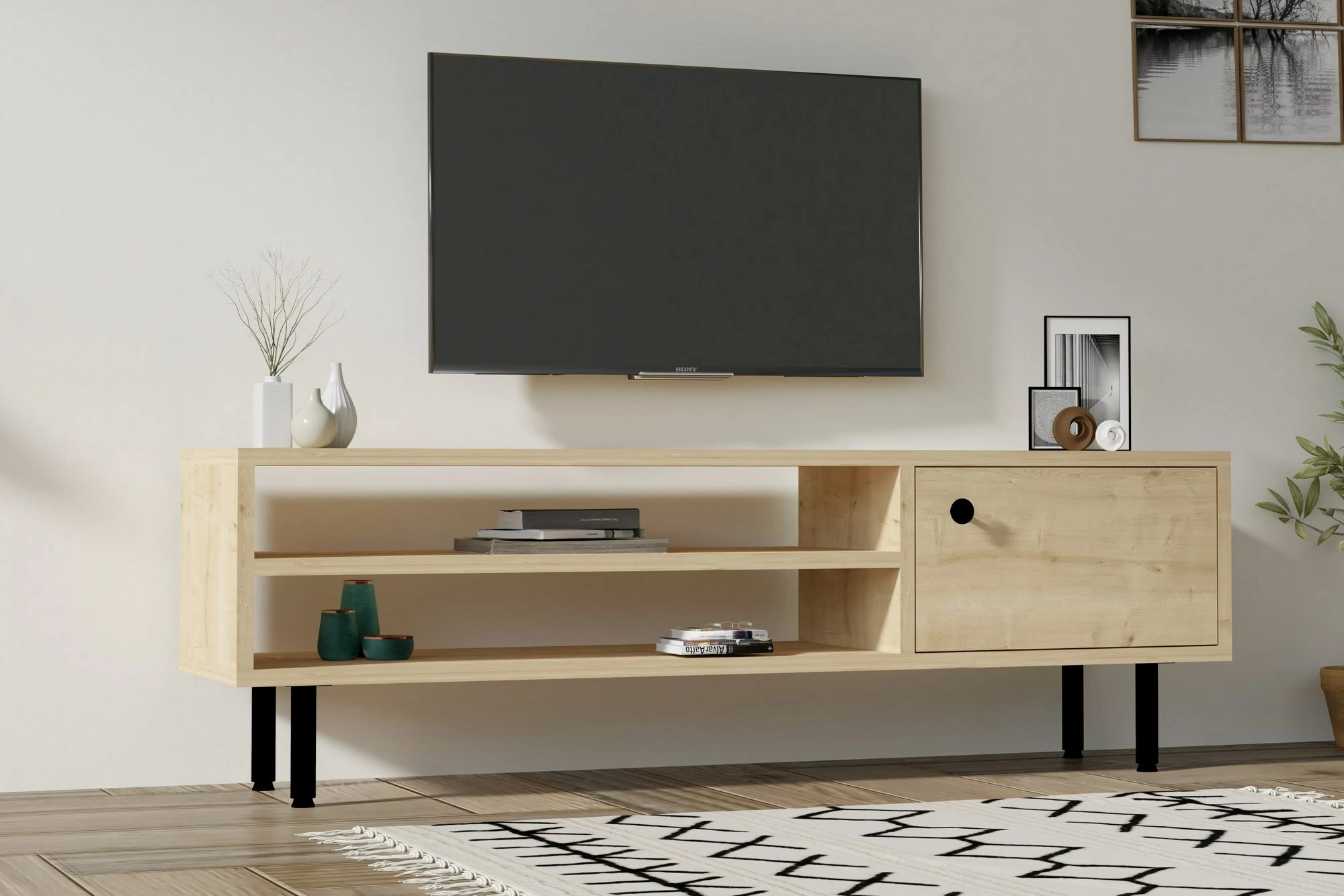Konsolë TV Hanah Home, ngjyrë lis Sapphire Oak, 120x38x30cm