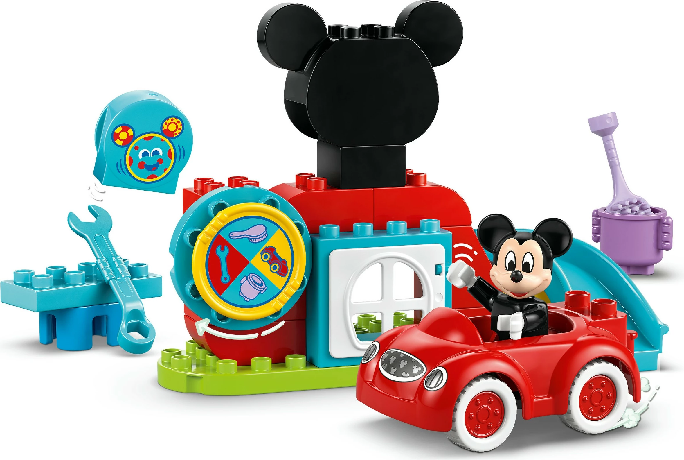 Set ndërtimi LEGO DUPLO Disney Mickey Mouse Clubhouse & makinë, 27 pjesë, shumëngjyrëshe