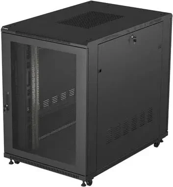 Kasë rack LANBERG 19" 22U 800x1200mm, me ventilatorë, e zezë