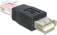 Adapter USB 2.0 në RJ45 DeLOCK, Plug & Play, i zi