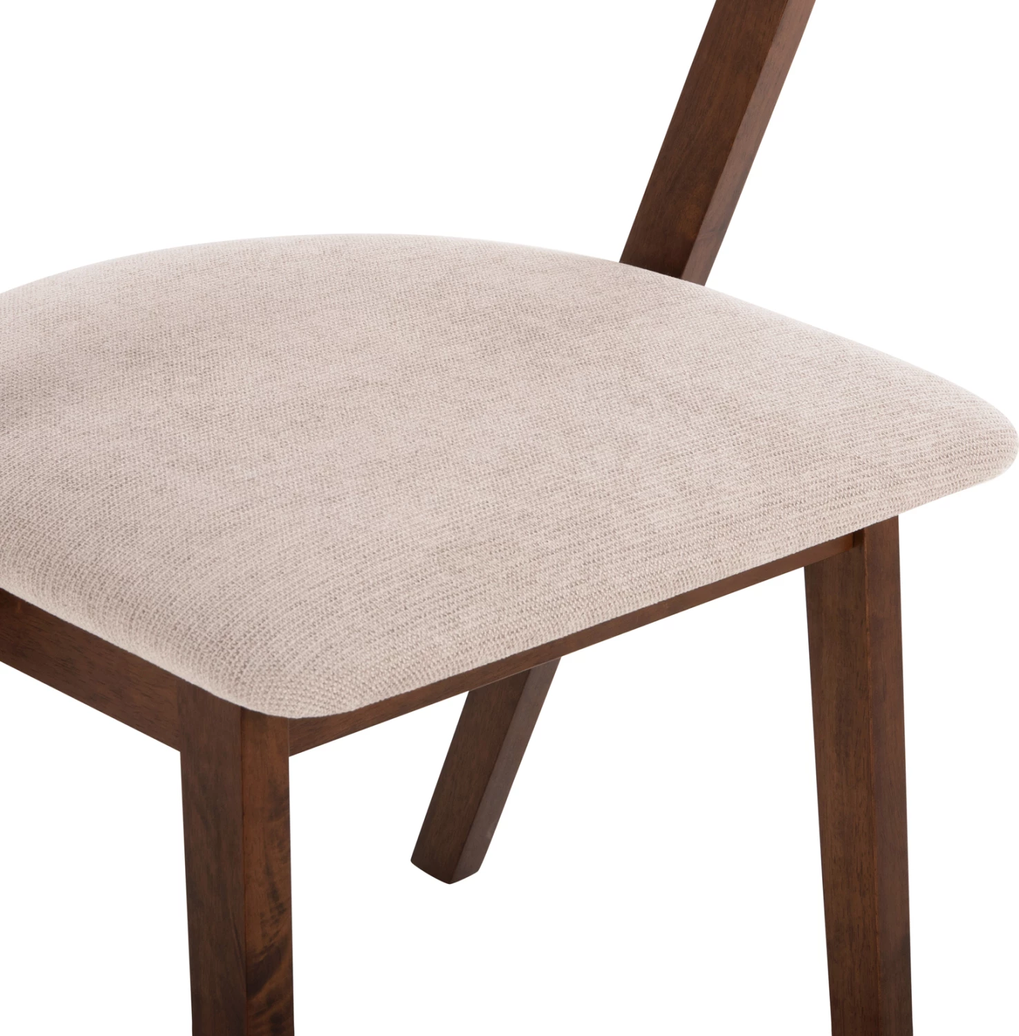 Karrige për ngrënie RIDER FH9734.02 dru gome ngjyrë arre-stof ecru 59x59x83Hcm., set prej 2 copë