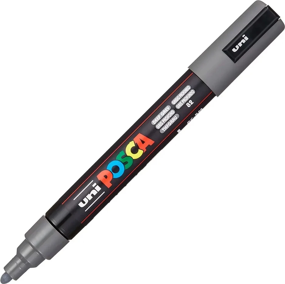 UNI POSCA PC-5M Marker – Deep Grey (Gri e Errët)