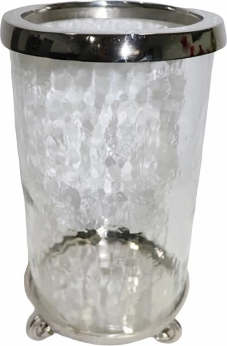 Mbajtës qirinjsh tealight ARGENTUM, xham transparent, alumin argjendi, 18x18x34 cm