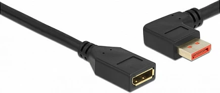 Kabllo zgjatëse DisplayPort DeLOCK 1.4, 3 m, 8K 60Hz, kënd 90° majtas, e zezë